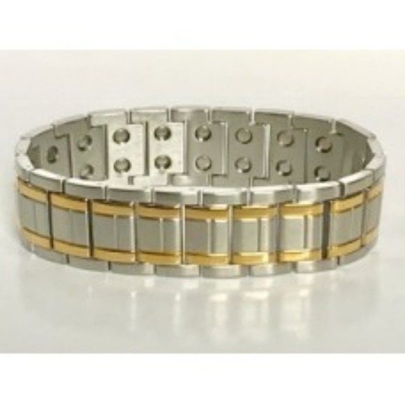 Double magnetic gold tone‎ line bracelet